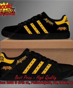 Anthrax Yellow Stripes Style 2 Adidas Stan Smith Shoes