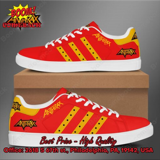 Anthrax Yellow Stripes Style 3 Adidas Stan Smith Shoes