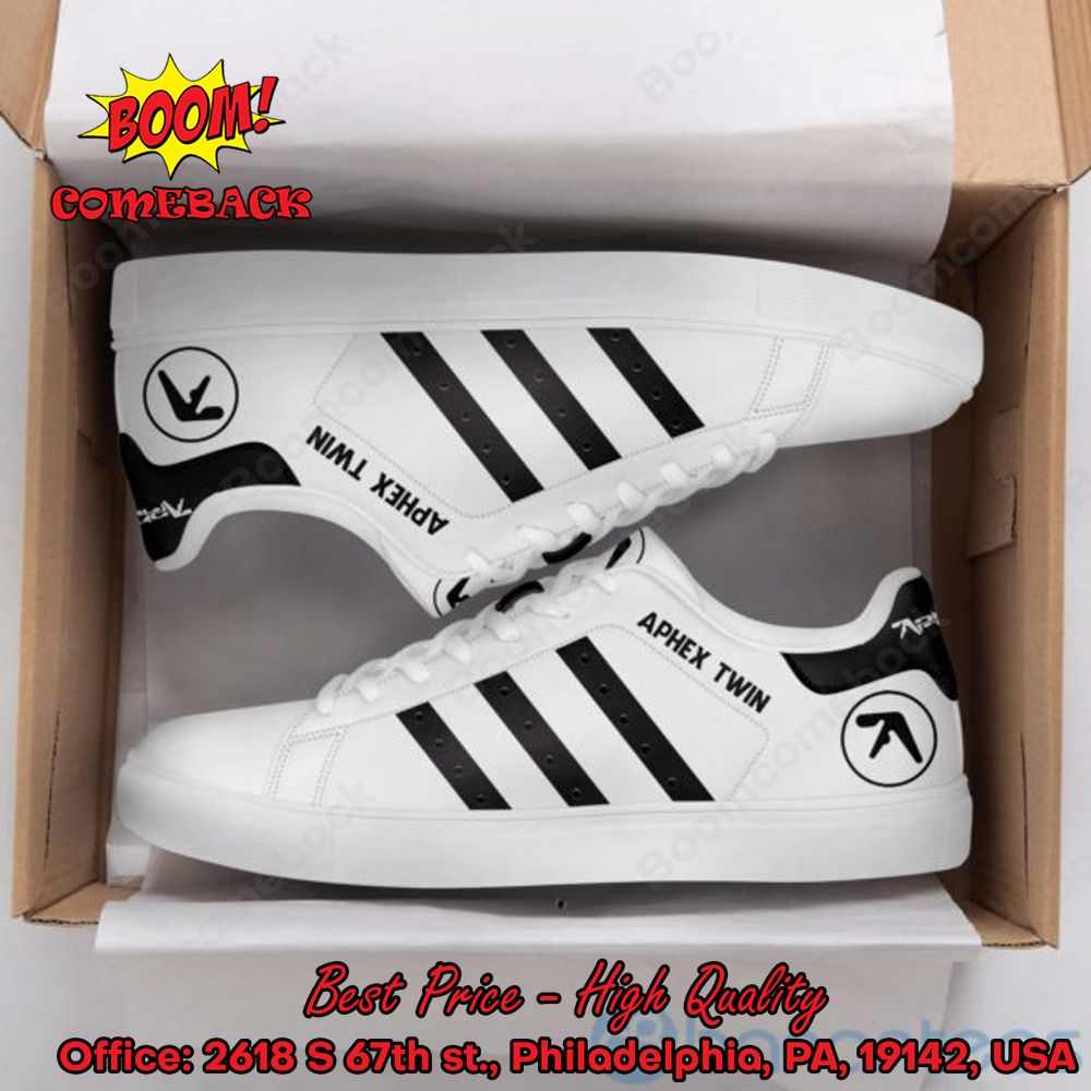 Aphex Twin Black Stripes Adidas Stan Smith Shoes