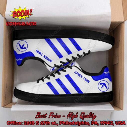 Aphex Twin Blue Stripes Adidas Stan Smith Shoes