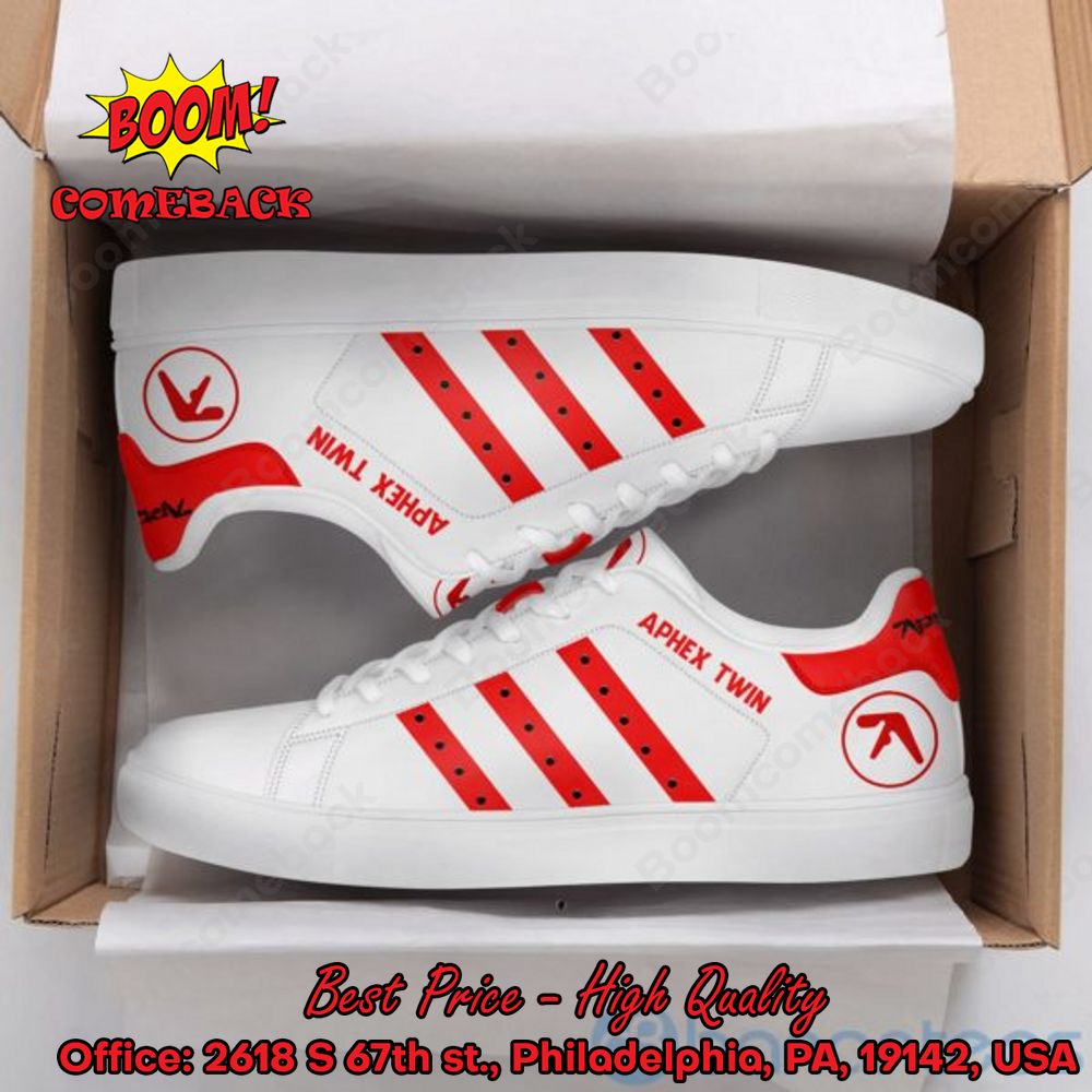 Aphex Twin Red Stripes Adidas Stan Smith Shoes