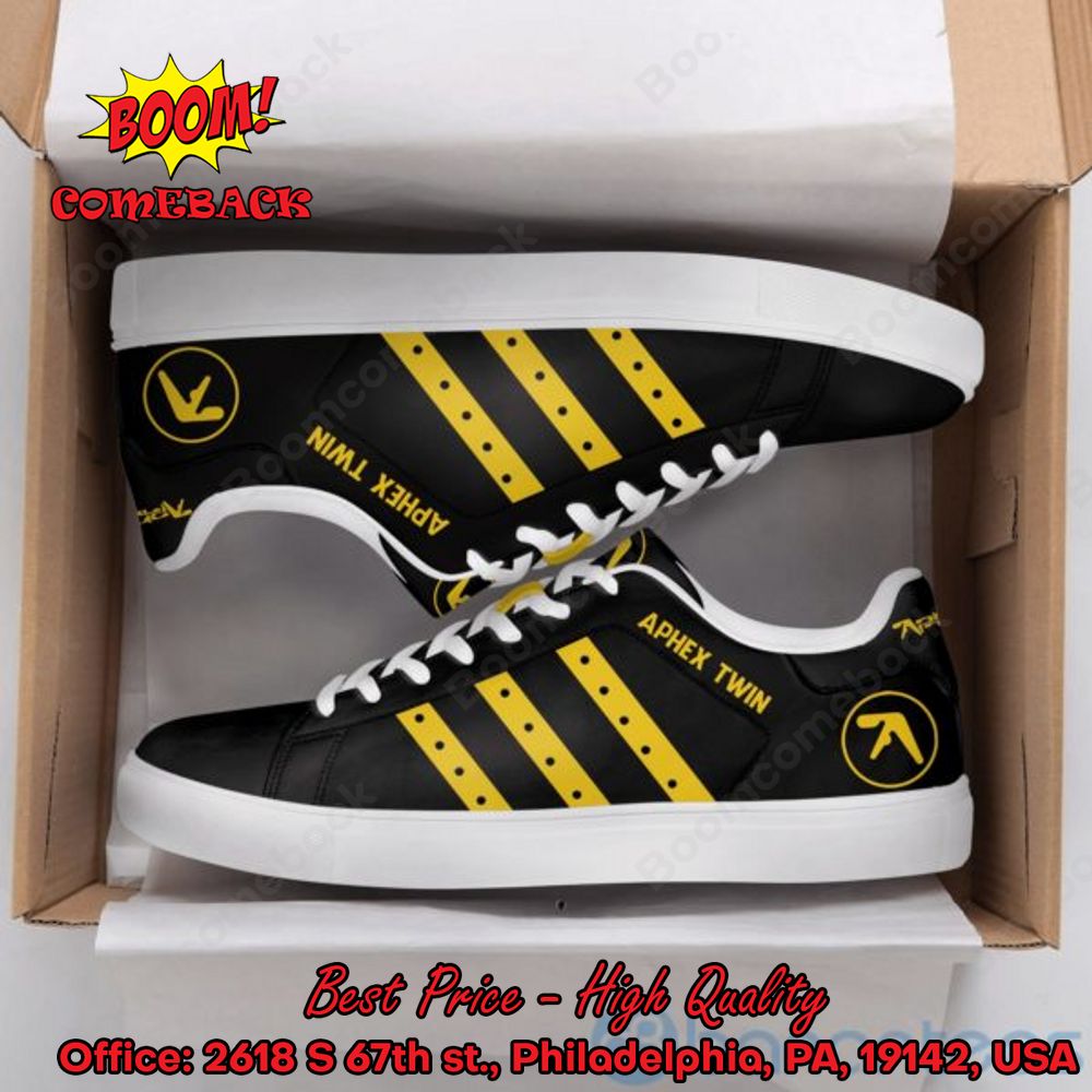 Aphex Twin Yellow Stripes Adidas Stan Smith Shoes