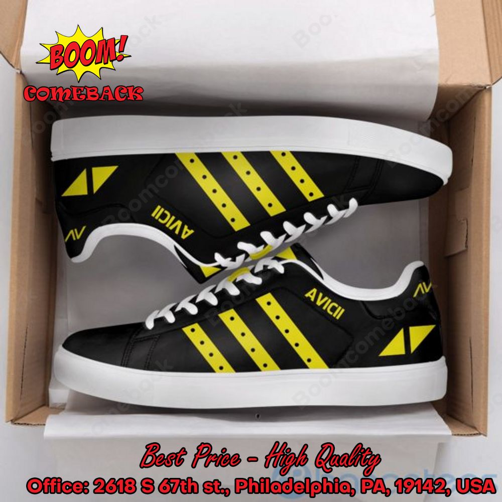 Avicii Yellow Stripes Adidas Stan Smith Shoes