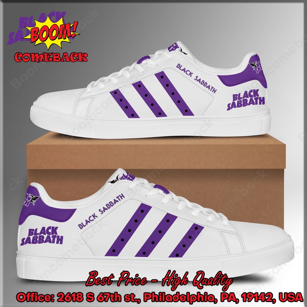 Black Sabbath Purple Stripes Adidas Stan Smith Shoes