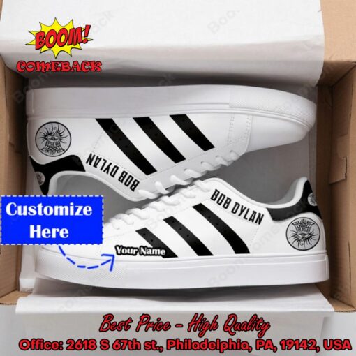 Bob Dylan Black Stripes Personalized Name Adidas Stan Smith Shoes