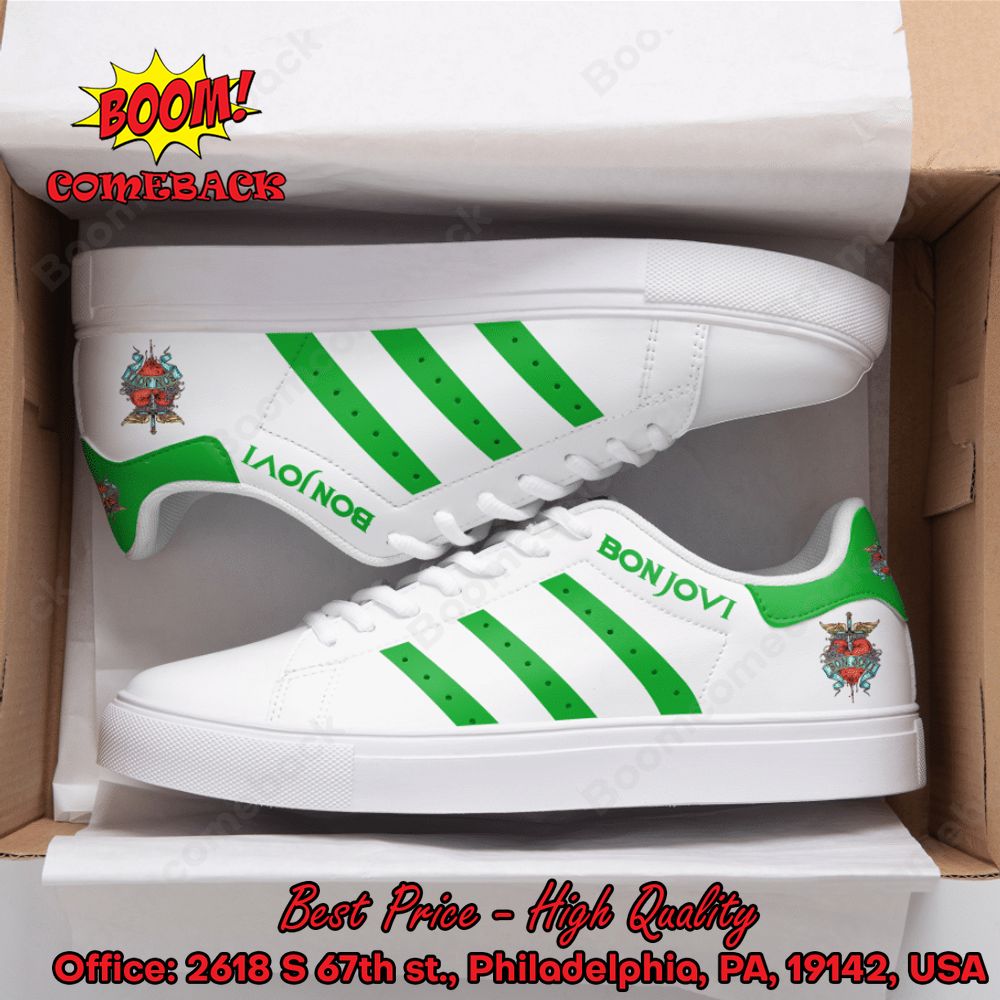 Bon Jovi Green Stripes Adidas Stan Smith Shoes