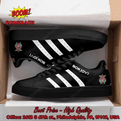 Bon Jovi White Stripes Style 1 Adidas Stan Smith Shoes