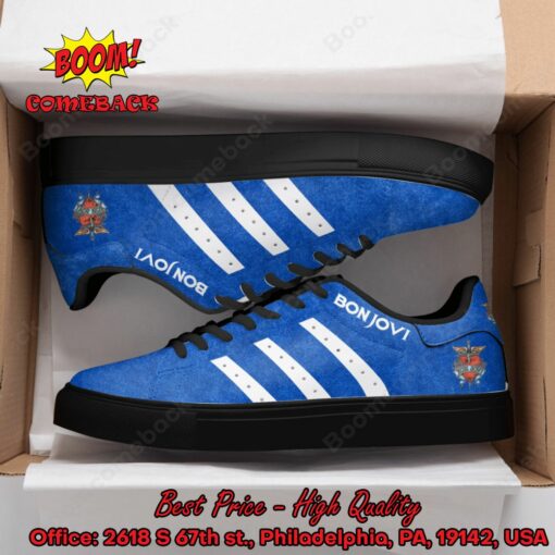Bon Jovi White Stripes Style 3 Adidas Stan Smith Shoes