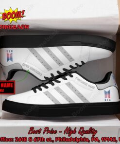 bts grey stripes personalized name adidas stan smith shoes 3 1oL1L