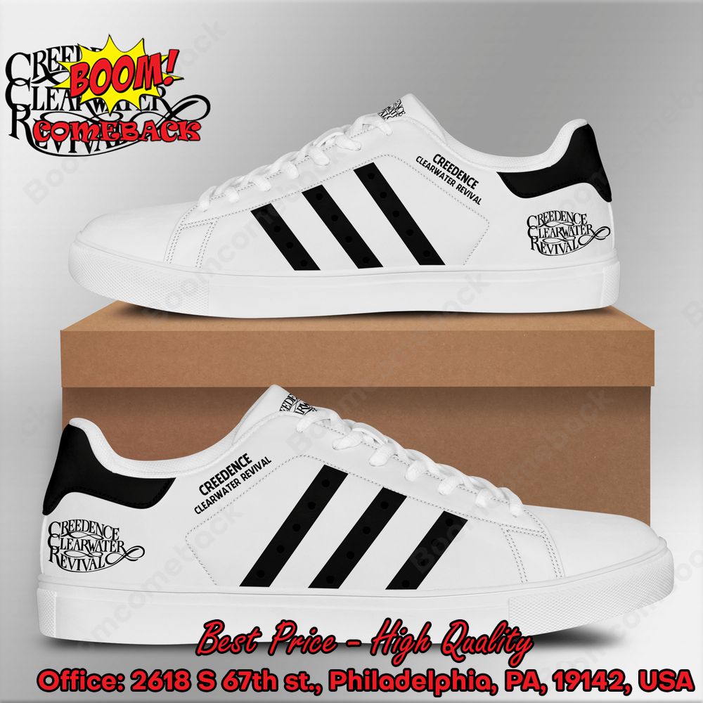 Creedence Clearwater Revival Black Stripes Adidas Stan Smith Shoes