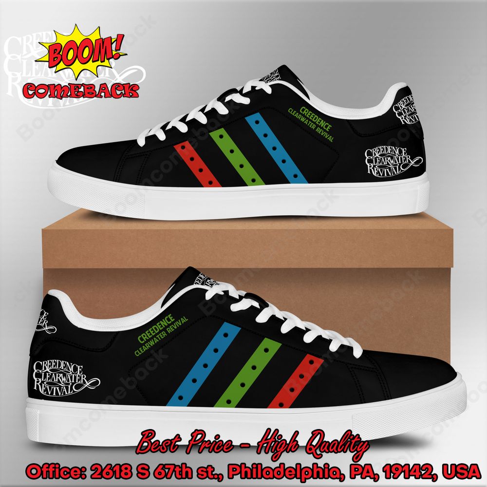 Creedence Clearwater Revival Blue Green Red Stripes Style 1 Adidas Stan Smith Shoes