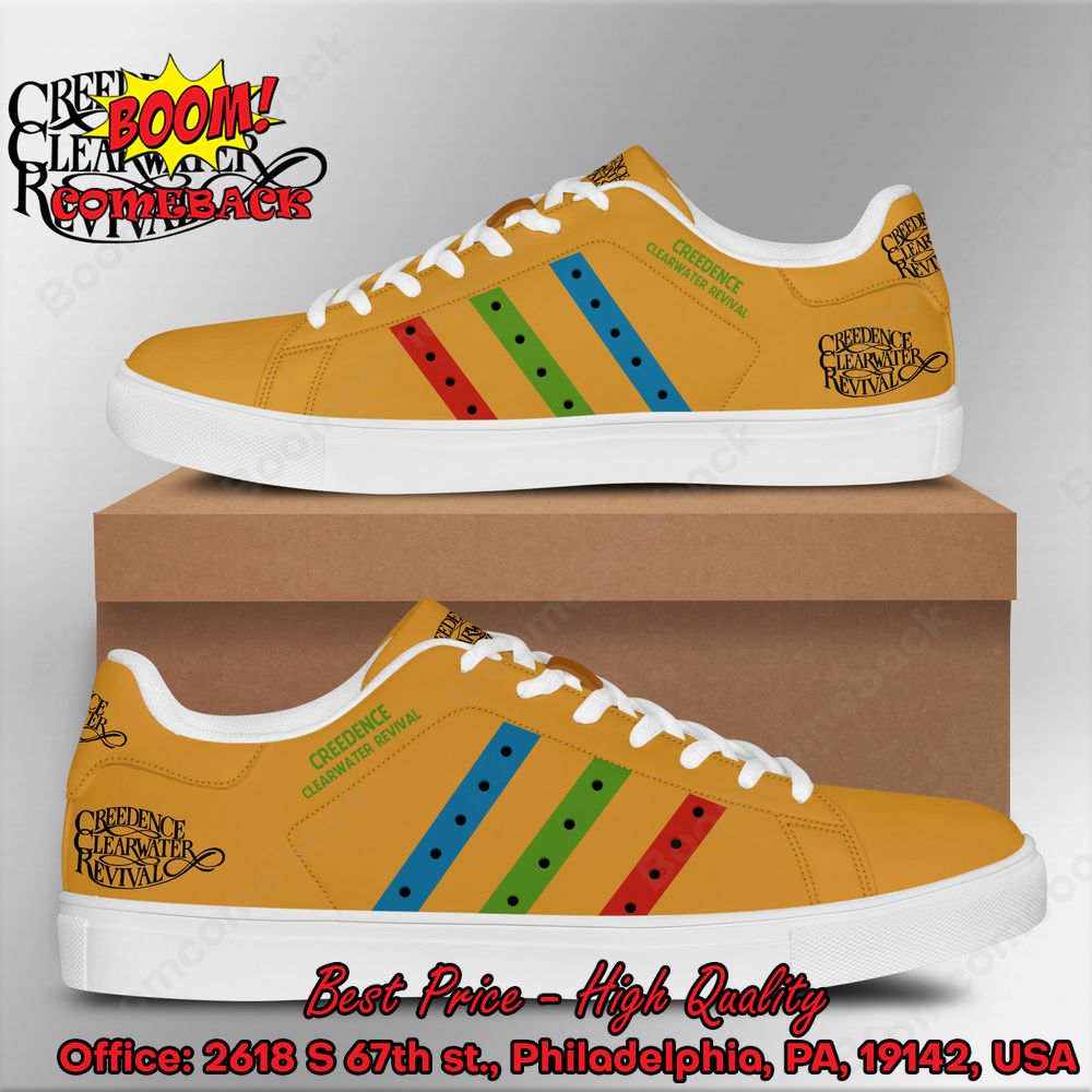 Creedence Clearwater Revival Blue Green Red Stripes Style 2 Adidas Stan Smith Shoes