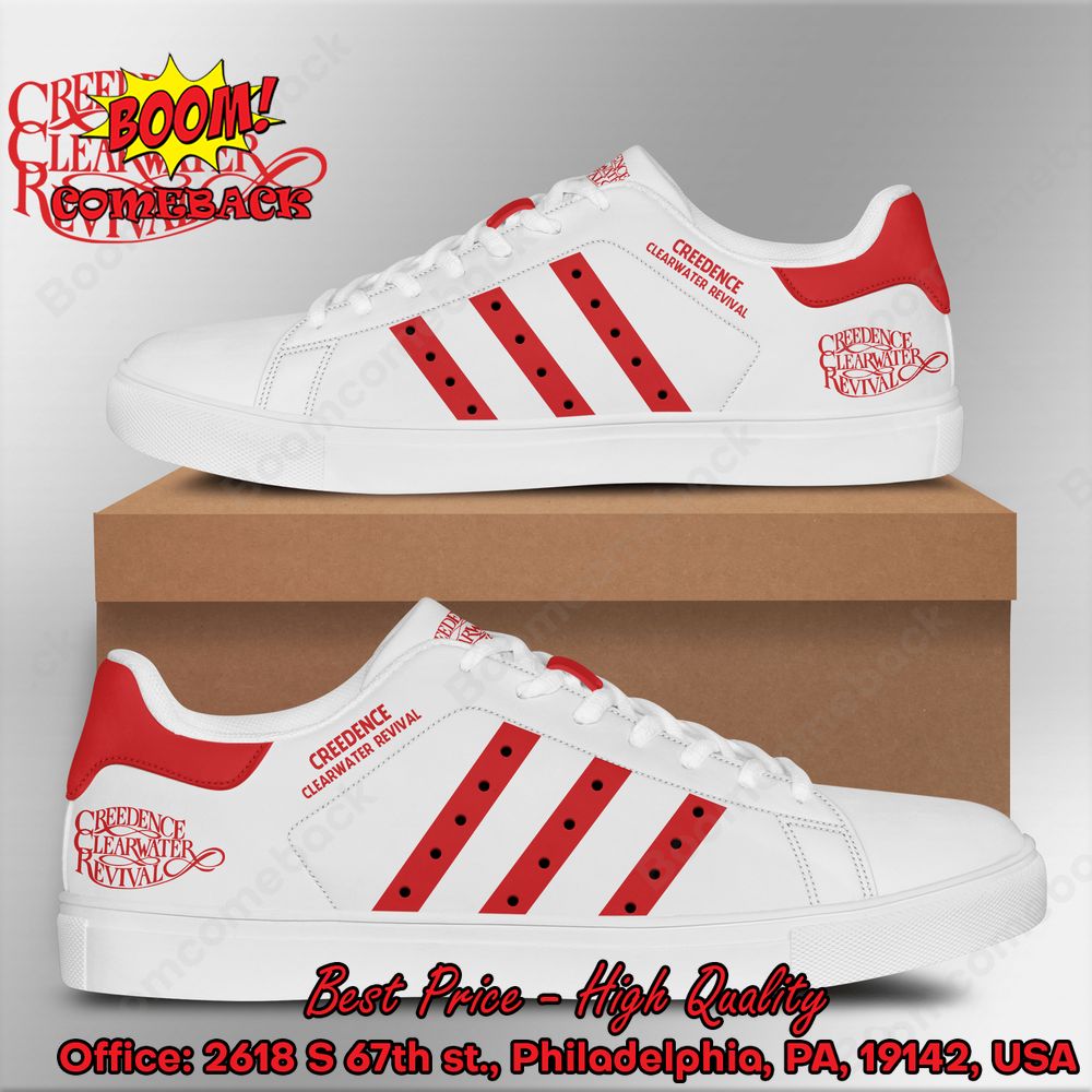 Creedence Clearwater Revival Red Stripes Style 1 Adidas Stan Smith Shoes