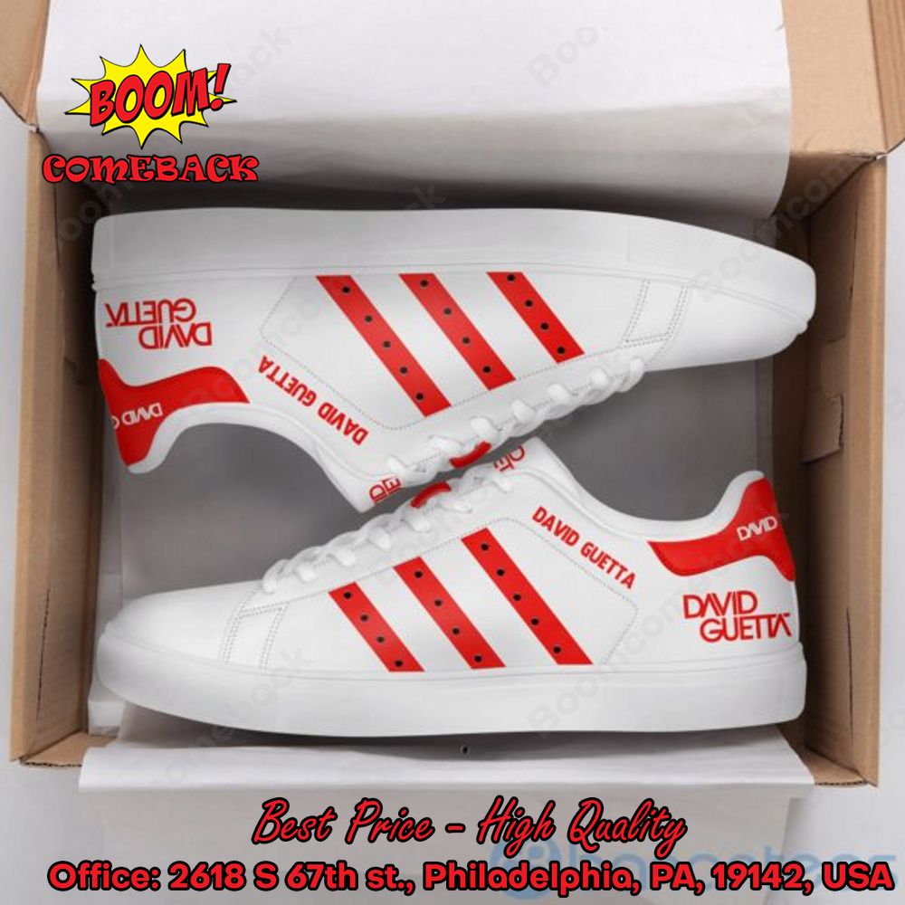 David Guetta DJ Red Stripes Adidas Stan Smith Shoes