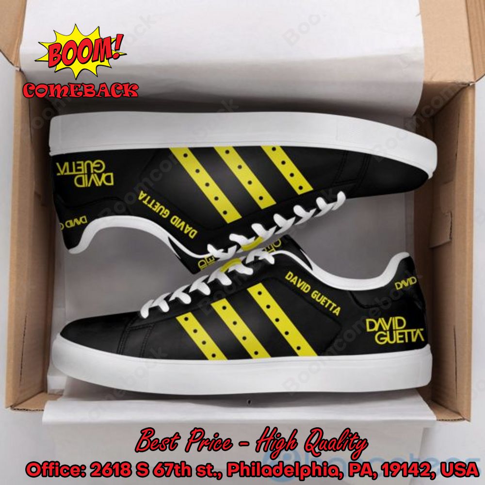 David Guetta DJ Yellow Stripes Adidas Stan Smith Shoes