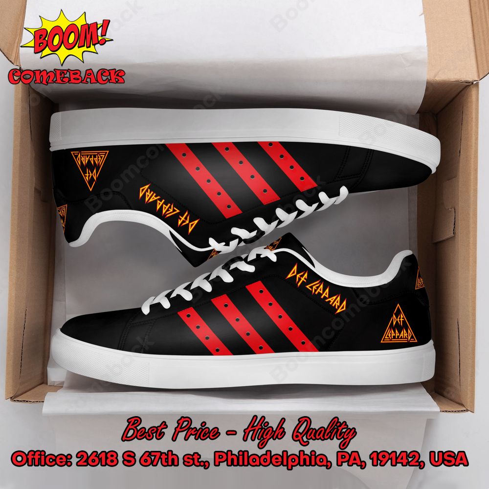 Def Leppard Red Stripes Style 2 Adidas Stan Smith Shoes