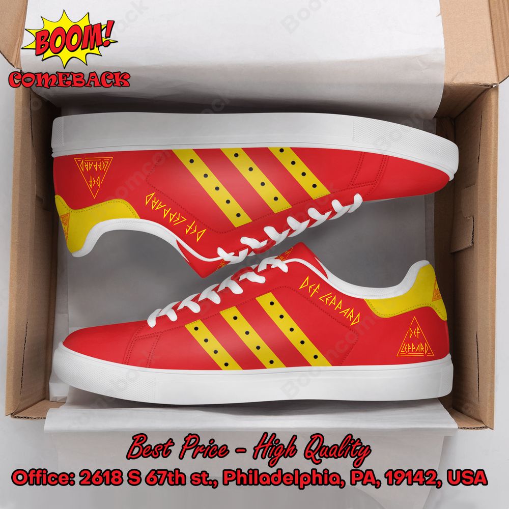 Def Leppard Yellow Stripes Adidas Stan Smith Shoes
