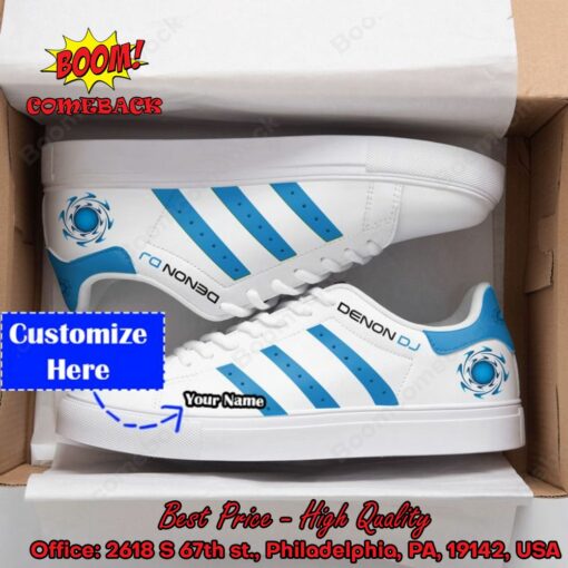 Denon DJ Blue Stripes Personalized Name Style 1 Adidas Stan Smith Shoes