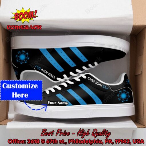 Denon DJ Blue Stripes Personalized Name Style 2 Adidas Stan Smith Shoes