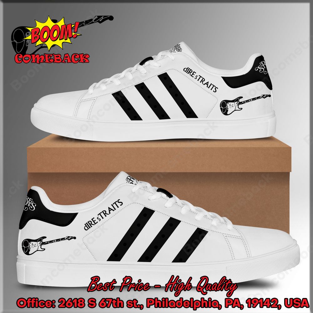 Dire Straits Black Stripes Adidas Stan Smith Shoes
