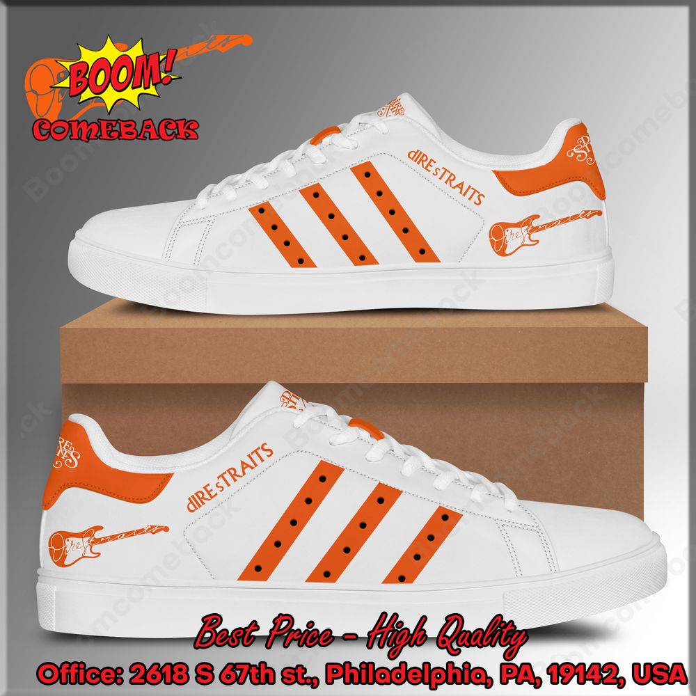 Dire Straits Orange Stripes Style 1 Adidas Stan Smith Shoes