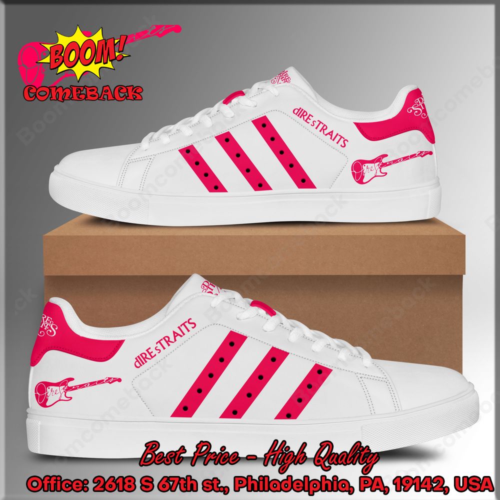 Dire Straits Pink Stripes Style 1 Adidas Stan Smith Shoes