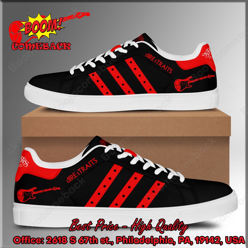 Dire Straits Red Stripes Style 2 Adidas Stan Smith Shoes