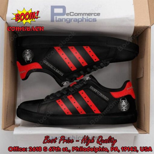 Disturbed Red Stripes Adidas Stan Smith Shoes