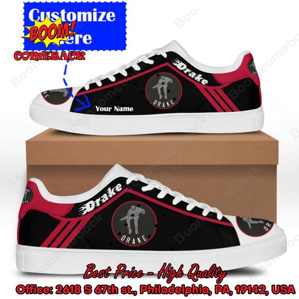 Drake Rapper Signature Personalized Name Black Red Adidas Stan Smith Shoes