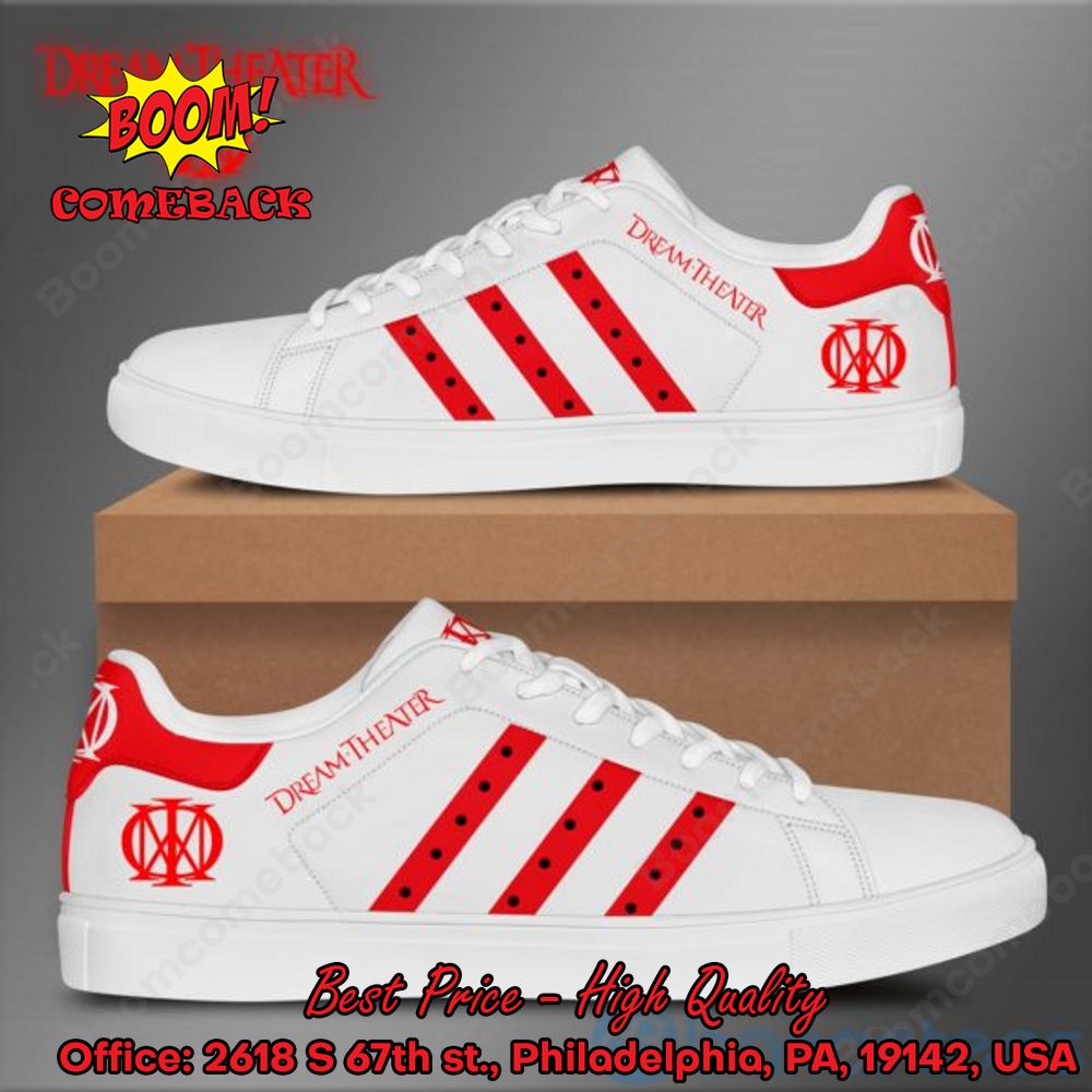 Dream Theater Red Stripes Style 1 Adidas Stan Smith Shoes