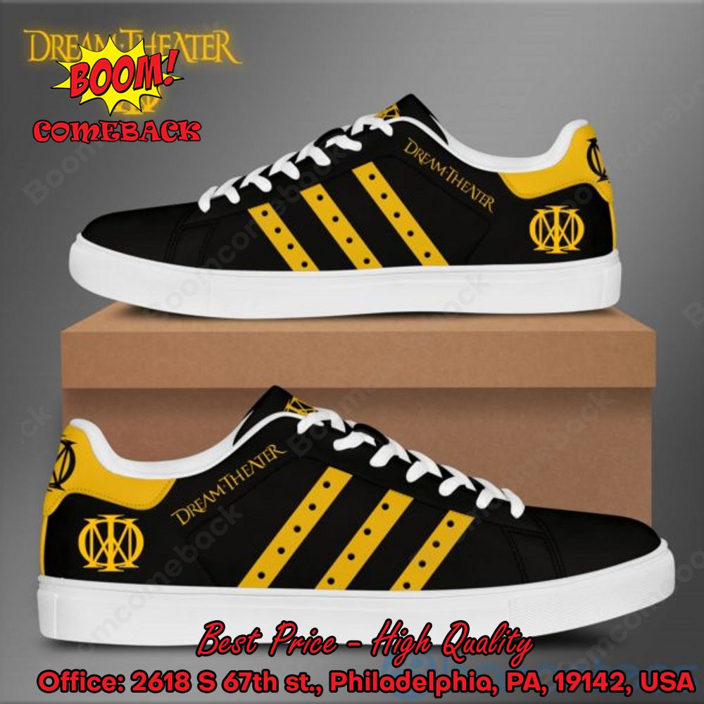 Dream Theater Yellow Stripes Style 2 Adidas Stan Smith Shoes