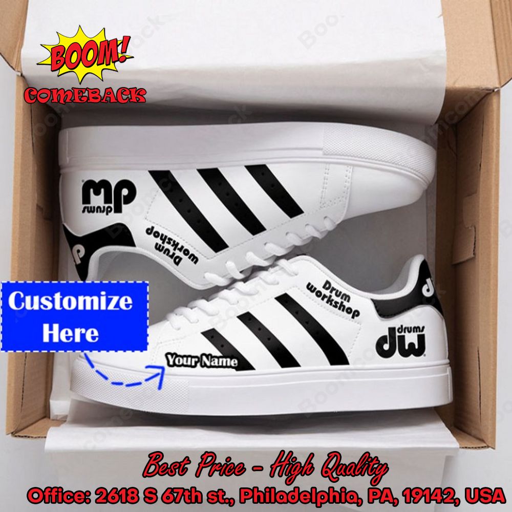 Drum Workshop Black Stripes Personalized Name Adidas Stan Smith Shoes