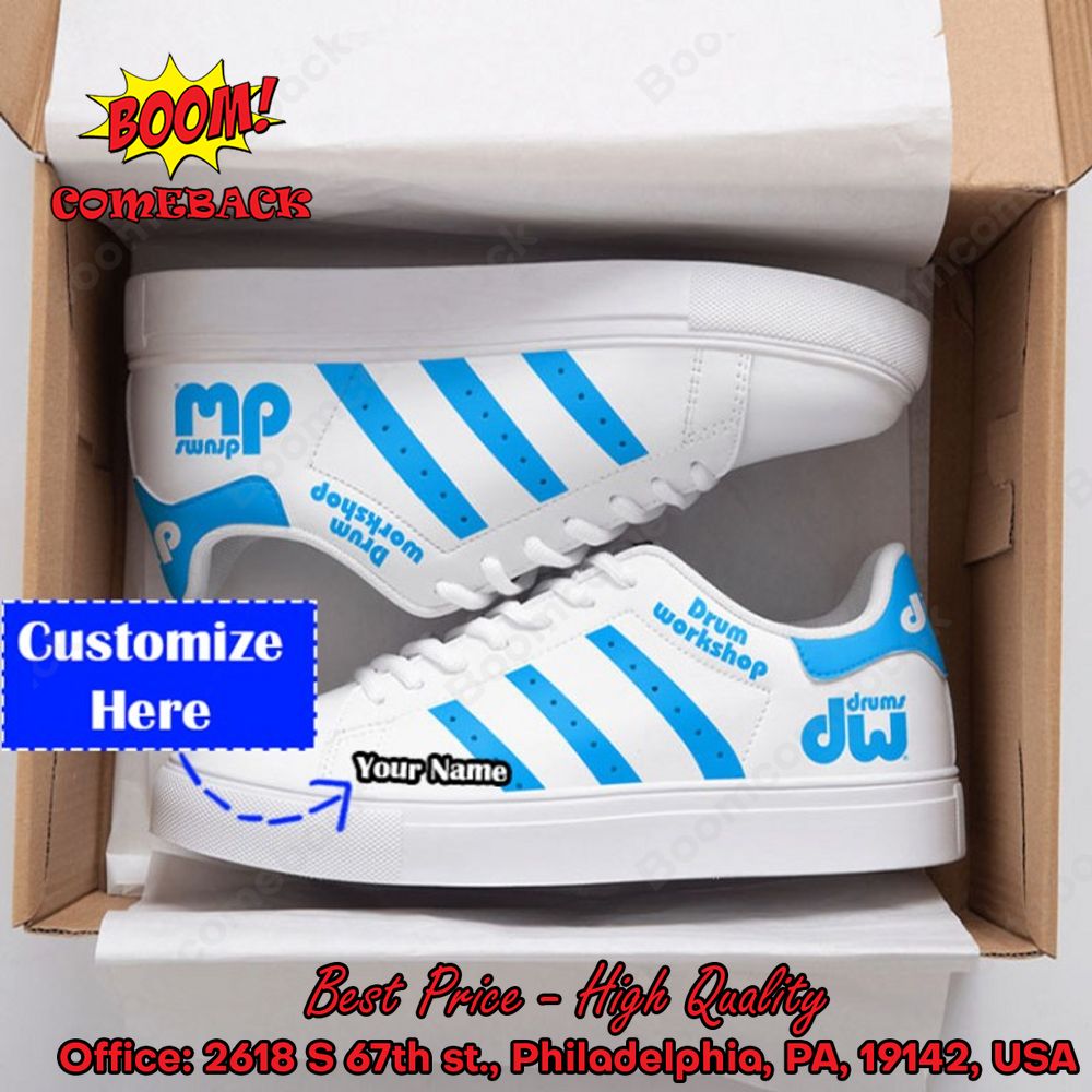 Drum Workshop Blue Stripes Personalized Name Adidas Stan Smith Shoes