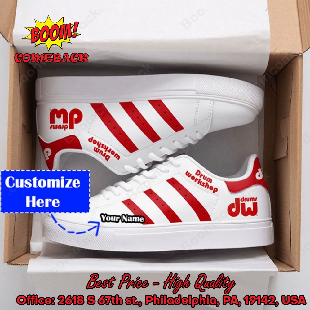 Drum Workshop Red Stripes Personalized Name Adidas Stan Smith Shoes