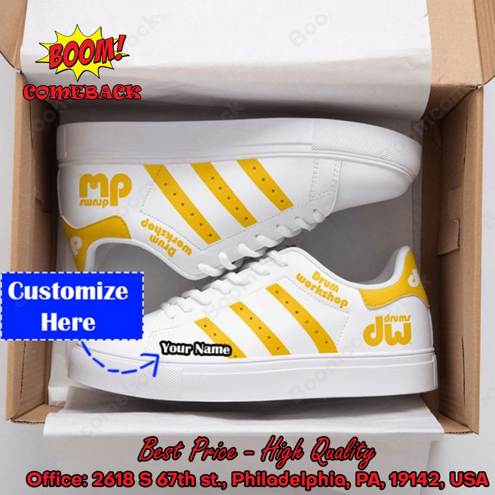 Drum Workshop Yellow Stripes Personalized Name Style 1 Adidas Stan Smith Shoes