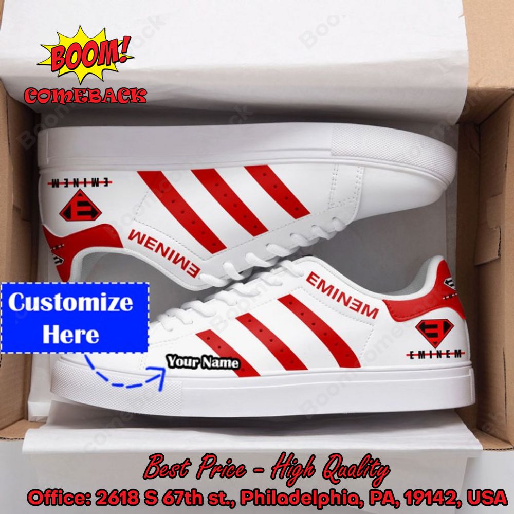 LIMITED DESIGN Eminem Red Stripes Personalized Name Style 1 Adidas Stan  Smith Shoes