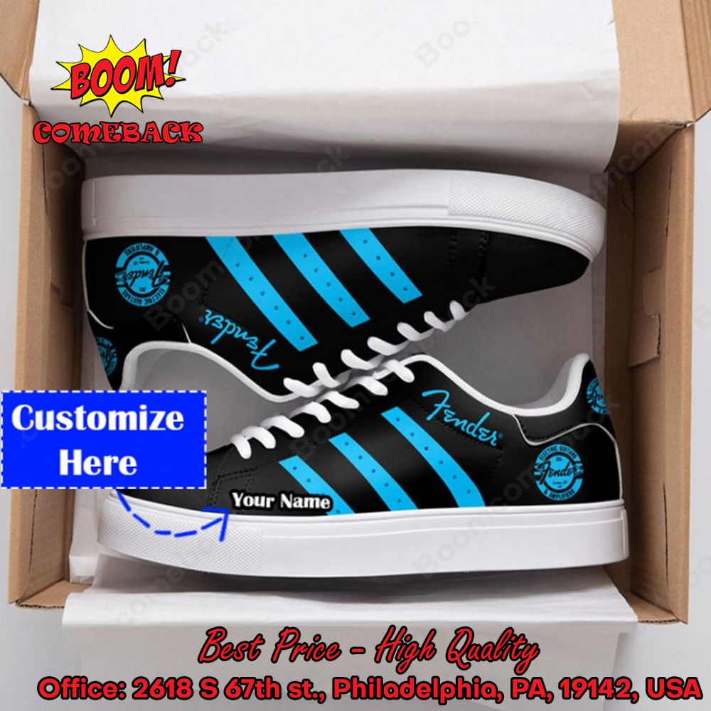 Fender Blue Stripes Personalized Name Style 1 Adidas Stan Smith Shoes