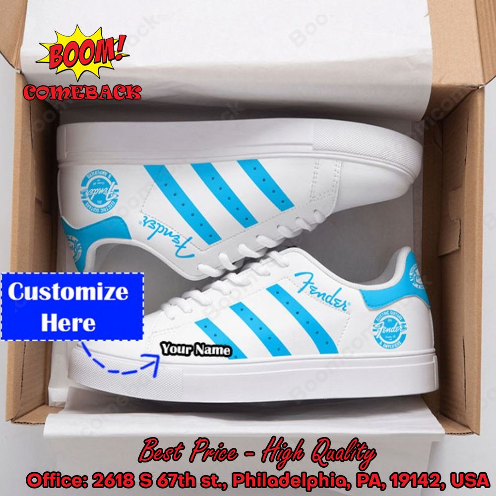 Fender Blue Stripes Personalized Name Style 2 Adidas Stan Smith Shoes