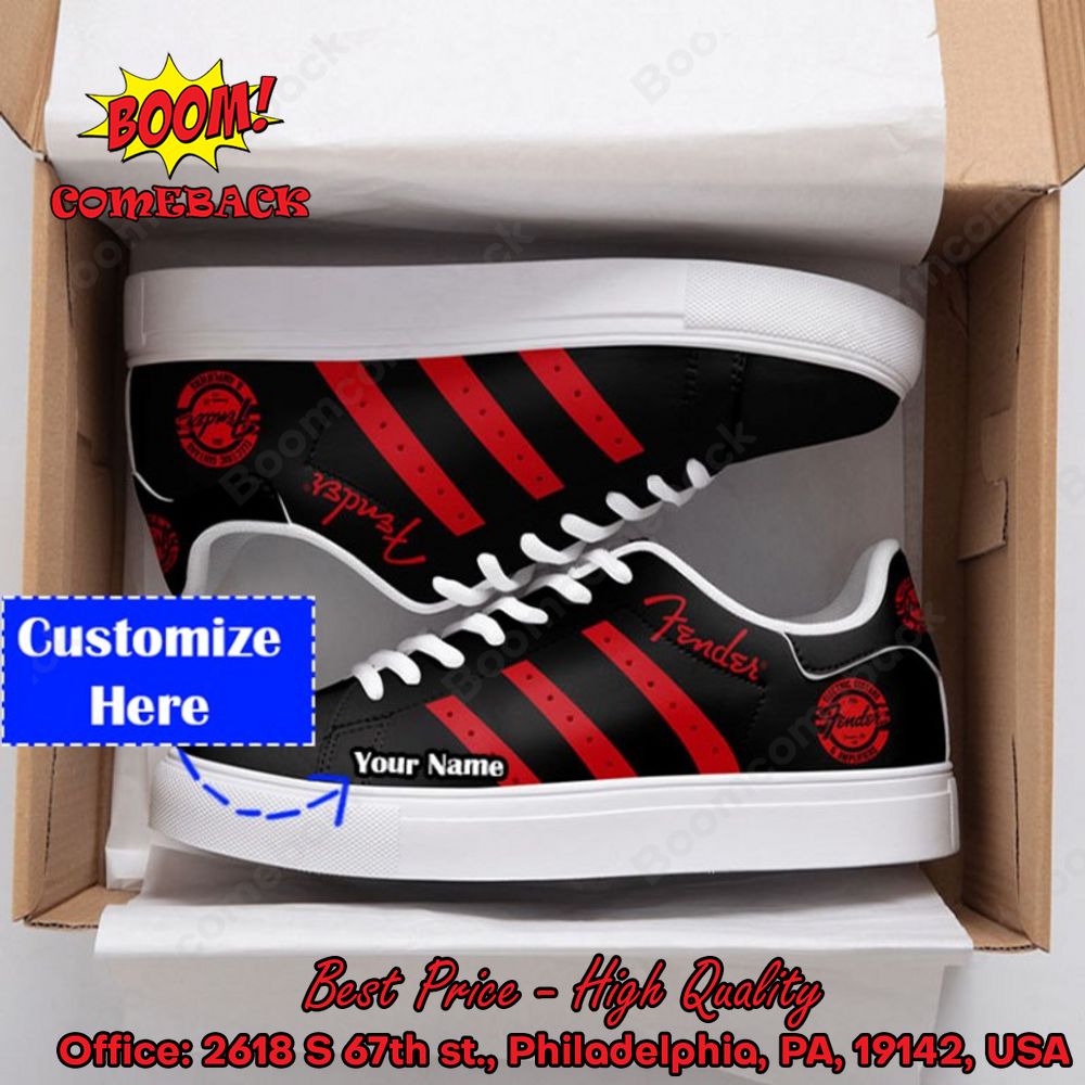 Fender Red Stripes Personalized Name Style 2 Adidas Stan Smith Shoes