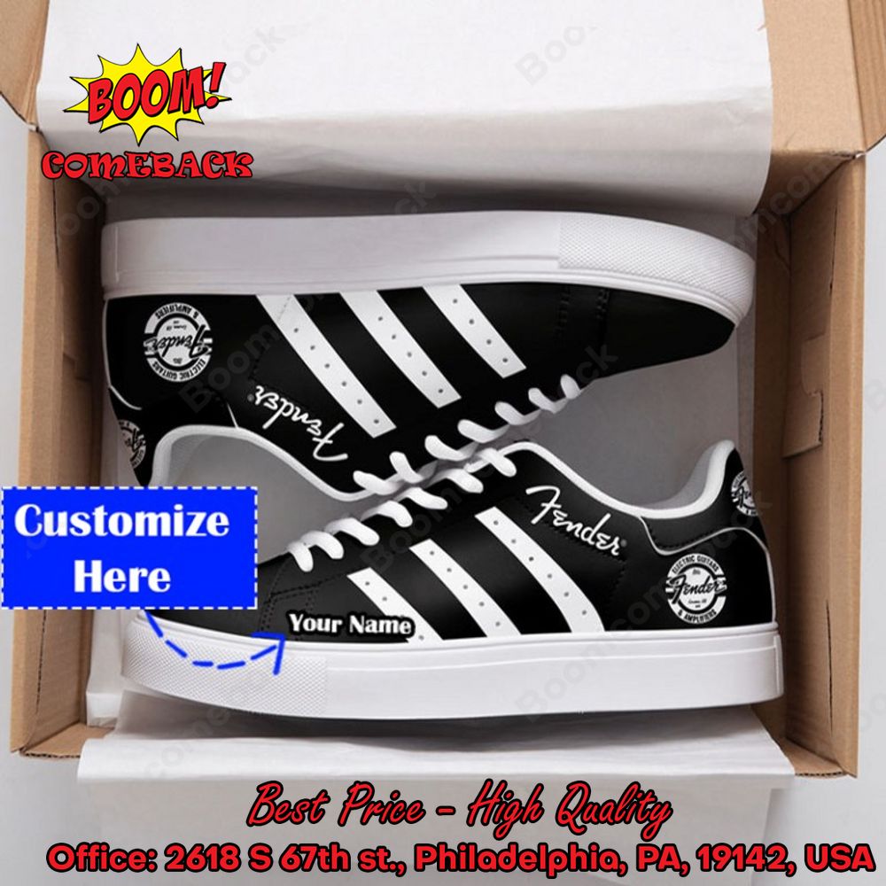 Fender White Stripes Personalized Name Style 1 Adidas Stan Smith Shoes