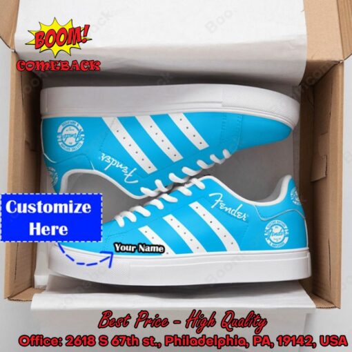 Fender White Stripes Personalized Name Style 3 Adidas Stan Smith Shoes