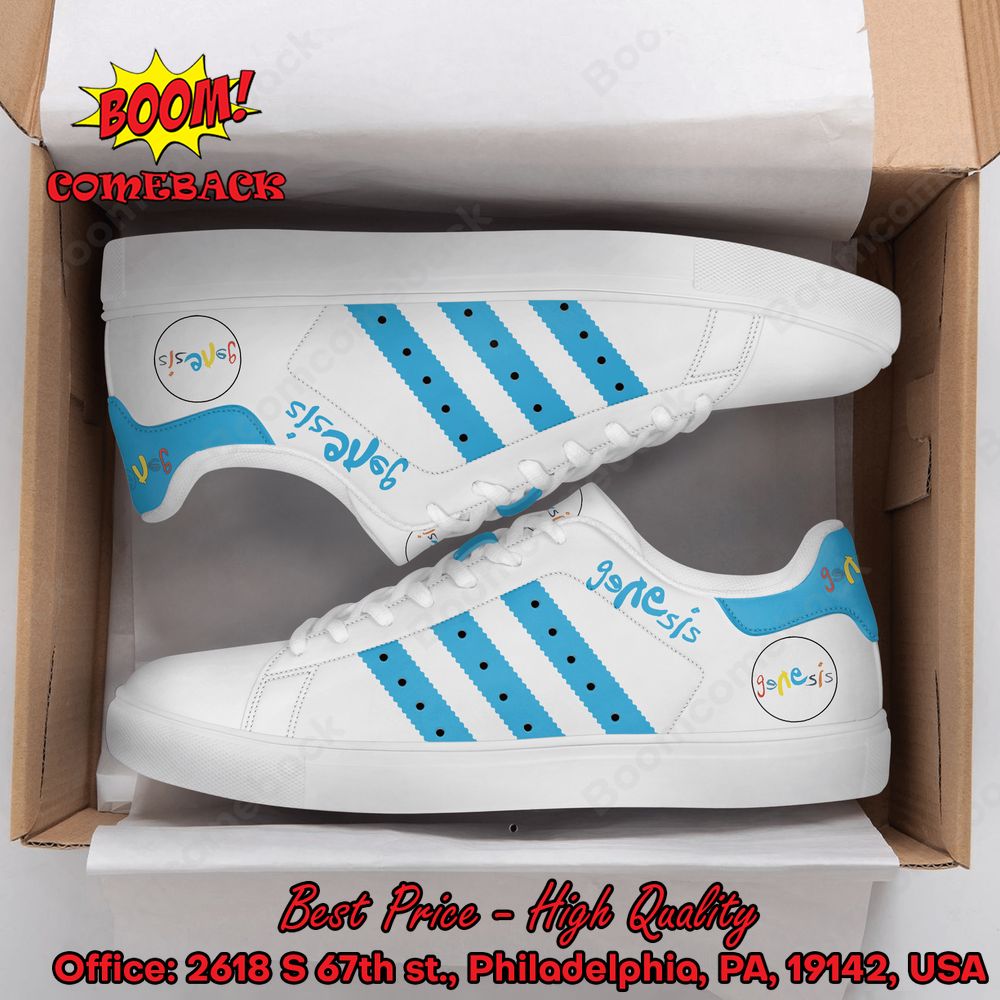 Genesis Aqua Blue Stripes Style 1 Adidas Stan Smith Shoes