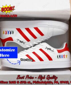 Genesis Rock Band Red Stripes Personalized Name Adidas Stan Smith Shoes