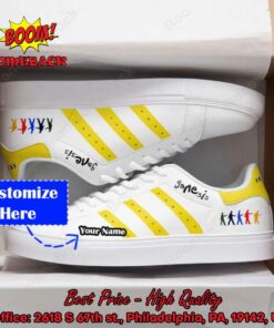 Genesis Rock Band Yellow Stripes Personalized Name Adidas Stan Smith Shoes