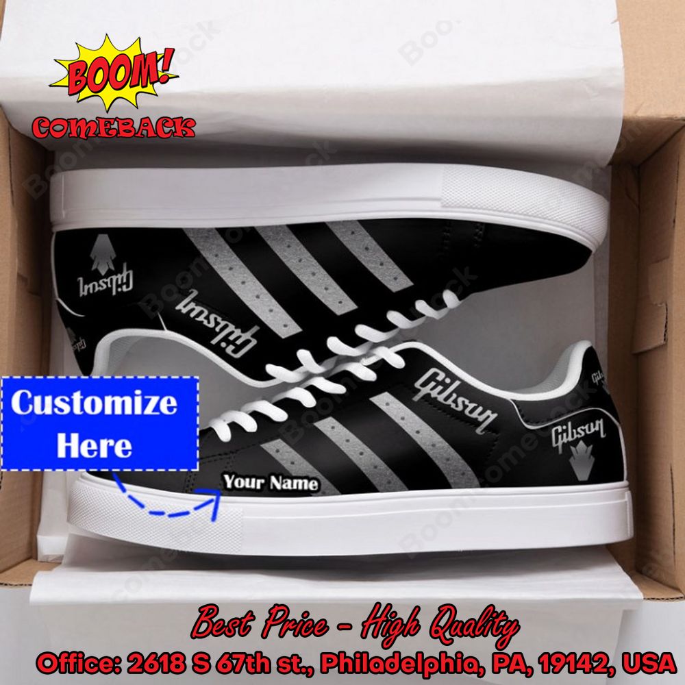 Gibson Silver Stripes Personalized Name Style 1 Adidas Stan Smith Shoes