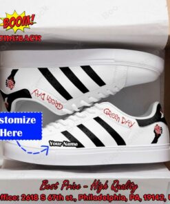 Green Day Punk Rock Band Black Stripes Personalized Name Adidas Stan Smith Shoes