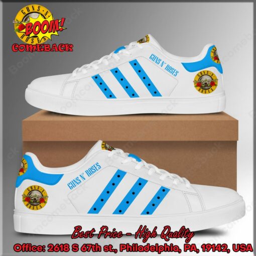 Guns N’ Roses Aqua Blue Stripes Adidas Stan Smith Shoes