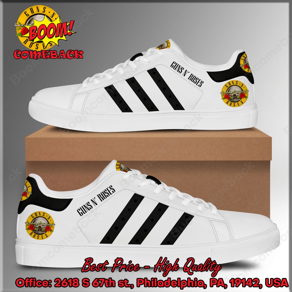Guns N' Roses Black Stripes Style 1 Adidas Stan Smith Shoes