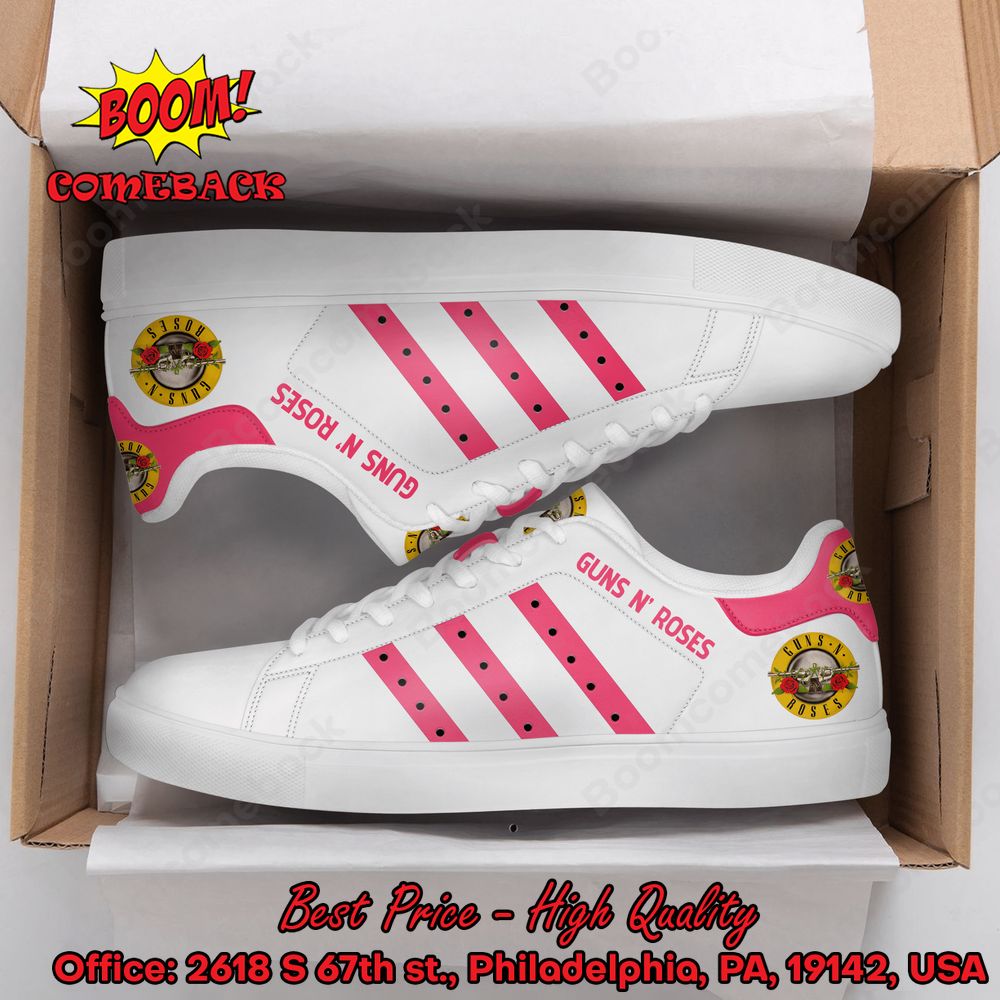 Guns N' Roses Pink Stripes Style 1 Adidas Stan Smith Shoes