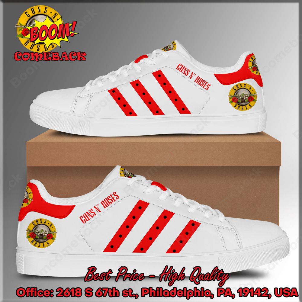 Guns N' Roses Red Stripes Style 2 Adidas Stan Smith Shoes